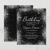 Budget Zilveren Glitter Zwart 16e Verjaardag Uitno (Voorkant / Achterkant)