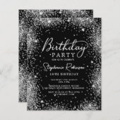 Budget Zilveren Glitter Zwart 18e Verjaardag Uitno (Voorkant / Achterkant)