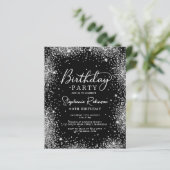 Budget Zilveren Glitter Zwart 90ste Verjaardag Uit (Staand voorkant)