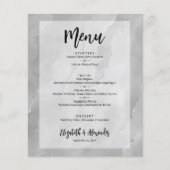Budget Zilveren Grijs Marmeren Trouwmenu Flyer (Voorkant)