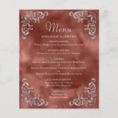 Budget Zilveren Kaneel Rust Vintage Wedding Menu (Voorkant)