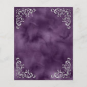 Budget Zilveren Paarse Vintage Wedding Menu (Achterkant)