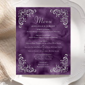 Budget Zilveren Paarse Vintage Wedding Menu
