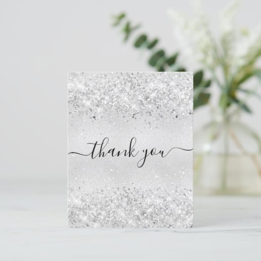 BUDGET zilverglitterstof op jaardag bedankt (Staand voorkant)