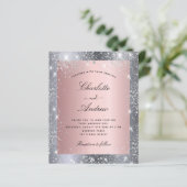 Budget zilverroze glitter elegant bruiloft (Staand voorkant)