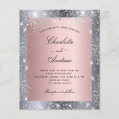 Budget zilverroze glitter elegant bruiloft (Voorkant)