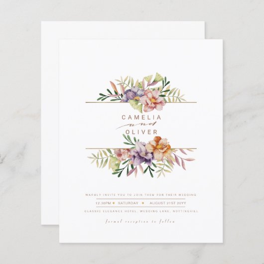 Budget Zomer Bloemachtige Trouw Uitnodiging QR Cod (Voorkant / Achterkant)