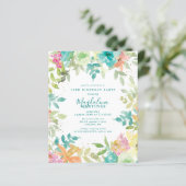 Budget Zomer Bloemen 19e Verjaardag Uitnodiging (Staand voorkant)