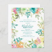 Budget Zomer Bloemen 50e Verjaardag Uitnodiging (Voorkant / Achterkant)