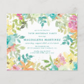 Budget Zomer Bloemen 70e Verjaardag Uitnodiging (Voorkant)