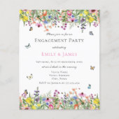 Budget Zomer Bloemen Engagement Party Uitnodiging (Voorkant)