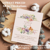 BUDGET Zomer Bloemig Huwelijksuitnodiging QR Code  Flyer