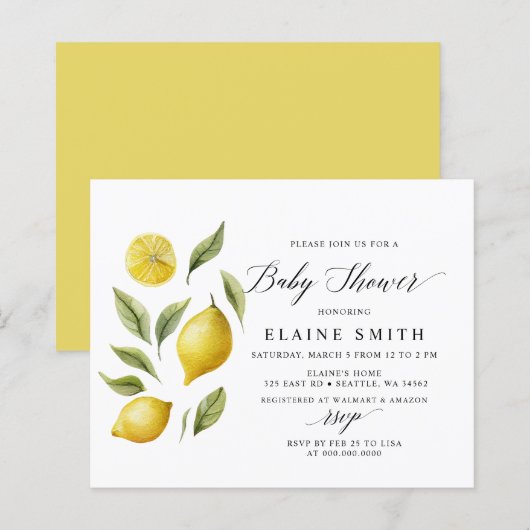 Budget Zomer Citroen Limoen Citrus Baby shower (Voorkant / Achterkant)