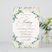Budget zomer lente ivoor bloemen bruiloft uitnodig (Staand voorkant)