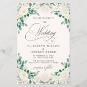 Budget zomer lente ivoor bloemen bruiloft uitnodig (Voorkant)