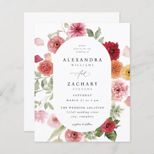 Budget Zomer Multi Kleur Bloemen Huwelijk 2 (Voorkant / Achterkant)