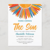 Budget Zon Hier Komt De Zoon Baby shower Uitnodige (Voorkant)