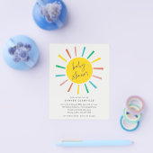Budget Zon Script Modern Baby Shower Uitnodiging Flyer (Enkel)