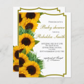 Budget Zonnebloem Baby Shower Uitnodiging (Voorkant / Achterkant)