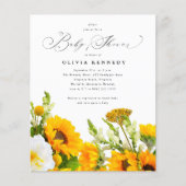 Budget Zonnebloem | Boho Floral Baby shower Flyer (Voorkant)