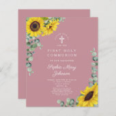 Budget Zonnebloem Eucalyptus Roze Eerste Communie (Voorkant / Achterkant)