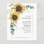 Budget Zonnebloem Eucalyptus Trouwkaart Flyer (Voorkant)