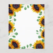 Budget zonnebloem eucalyptus trouwuitnodiging (Achterkant)