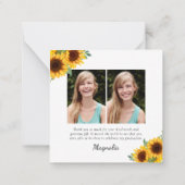 BUDGET Zonnebloem Foto's Afstuderen Hartelijk dank Notitiekaartje (Achterkant)