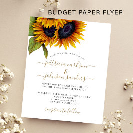 Budget zonnebloem rustieke elegante trouwuitnodigi flyer