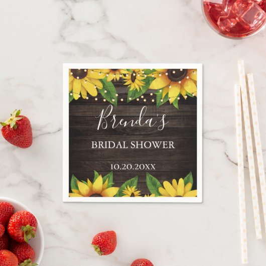 Budget Zonnebloem Schuur Hout String Lights Servet (Insitu)