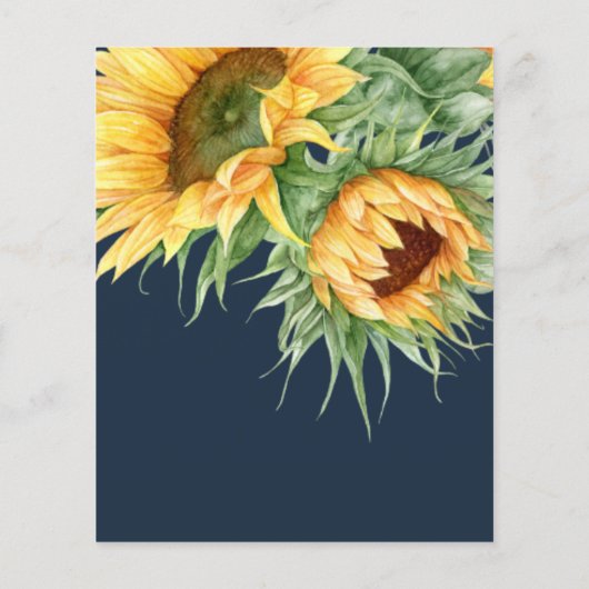 Budget Zonnebloem Script bruiloft uitnodiging (Achterkant)