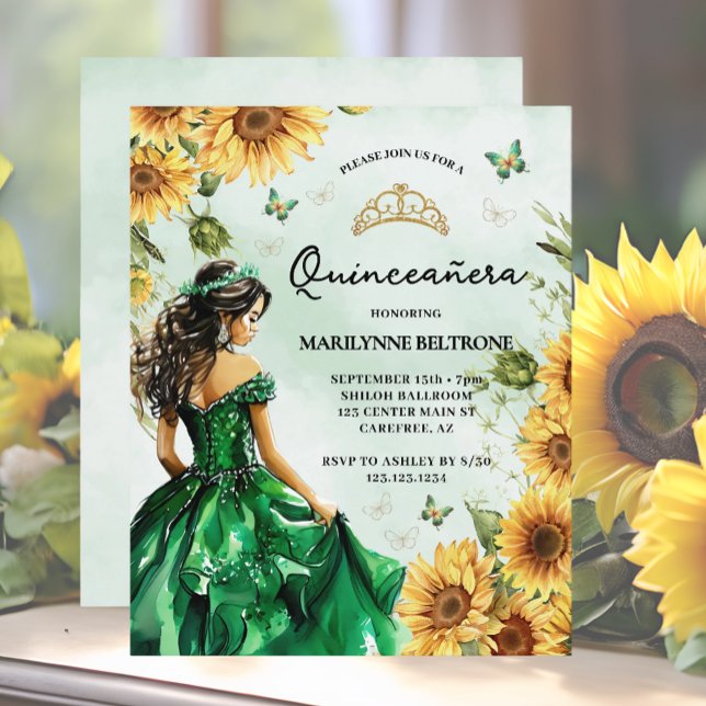 Budget Zonnebloem Vlinder Prinses Quinceañera (Creator heeft geüpload)
