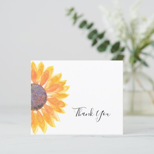 Budget zonnebloem Waterverf Hartelijk dank (Staand voorkant)