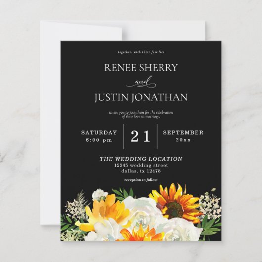 Budget Zonnebloem & Witte Bloemen Zwarte Trouw 2 (Voorkant)