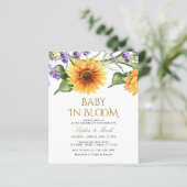 Budget Zonnebloemen Baby in Bloom Uitnodiging (Staand voorkant)