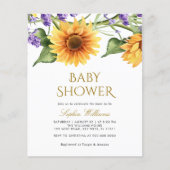 Budget Zonnebloemen Baby shower Invitation (Voorkant)