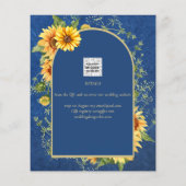 BUDGET Zonnebloemen BLAUW Huwelijk Bewaar De Datum Flyer (Achterkant)