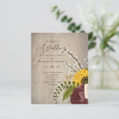 BUDGET Zonnebloemen Burgundy Marsala Trouw Uitnodi (Staand voorkant)