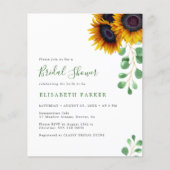 Budget zonnebloemen eucalyptus bruidsdouche uitnod flyer (Voorkant)