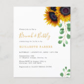 Budget zonnebloemen eucalyptus bruidsdouche uitnod flyer (Voorkant)