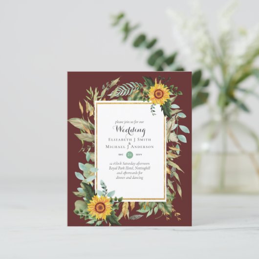 BUDGET Zonnebloemen Eucalyptus Greenery Wedding (Staand voorkant)