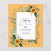BUDGET Zonnebloemen Eucalyptus Greenery Wedding Flyer (Voorkant)