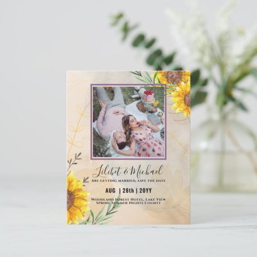 BUDGET Zonnebloemen FOTO Save Change Date Plans (Staand voorkant)