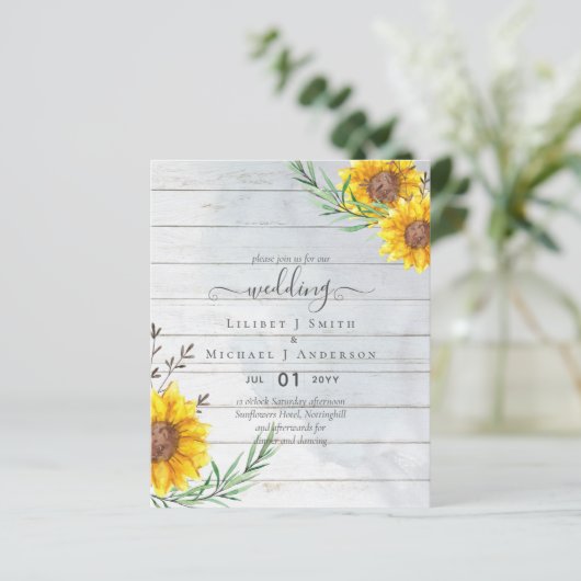 Budget Zonnebloemen Landelijke Tuin Bruiloft (Staand voorkant)