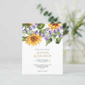 Budget Zonnebloemen & Lavendel Uitnodiging voor br (Staand voorkant)