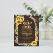 BUDGET Zonnebloemen Lichten Kant Trouw UITNODIGING (Staand voorkant)