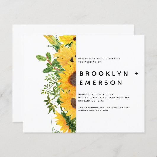 BUDGET Zonnebloemen Moderne bruiloft (Voorkant / Achterkant)