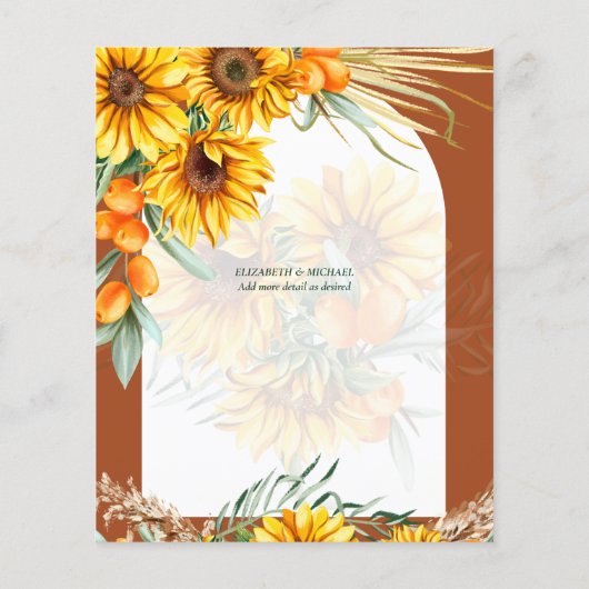 BUDGET Zonnebloemen Pampas Gras Terracotta Bruilof Flyer (Achterkant)