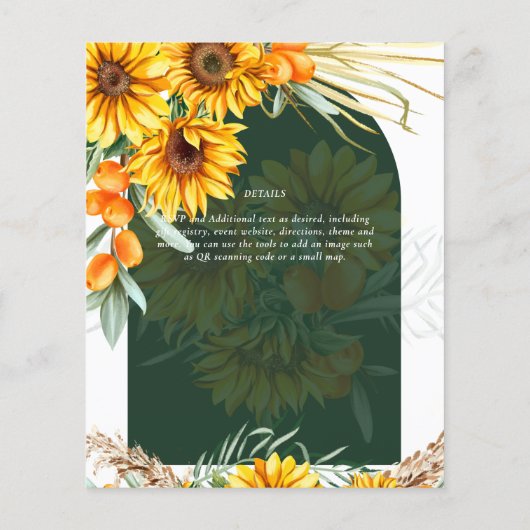 BUDGET Zonnebloemen Pampas Grass Green BOHo Weddin Flyer (Achterkant)