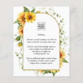 BUDGET Zonnebloemen Trouw Uitnodiging QR Code RSVP Flyer (Achterkant)